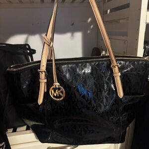 Michael Kors patent leather jet set tote